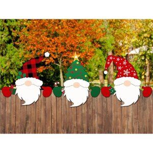 3 Pcs Christmas Fence Peeker Decoration Gnome Peeking Garden Yard